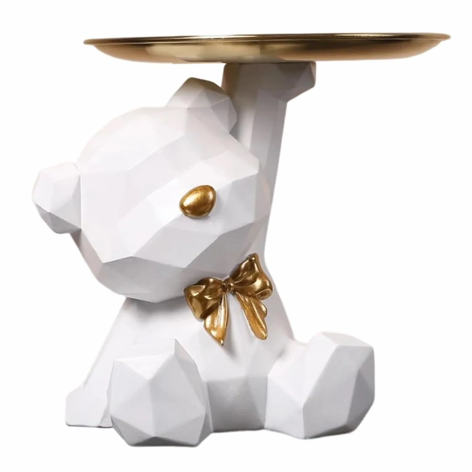Scultura di Orso con Vassoio, Decorazione Scultura di Orso con Vassoio, Vassoio Decorativo di Figura di Orso, adatto Alla Maggior Parte Delle Occasioni (A-Bianco)