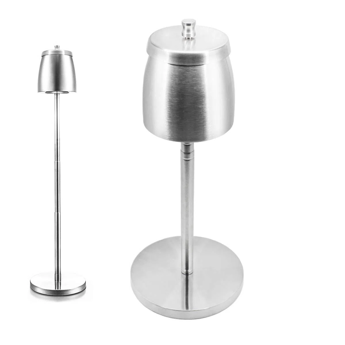 Posacenere telescopico antivento da pavimento, in acciaio inox, regolabile in altezza, infrangibile, con base antiscivolo, per esterni, casa, ufficio, facile da pulire, 600 ml