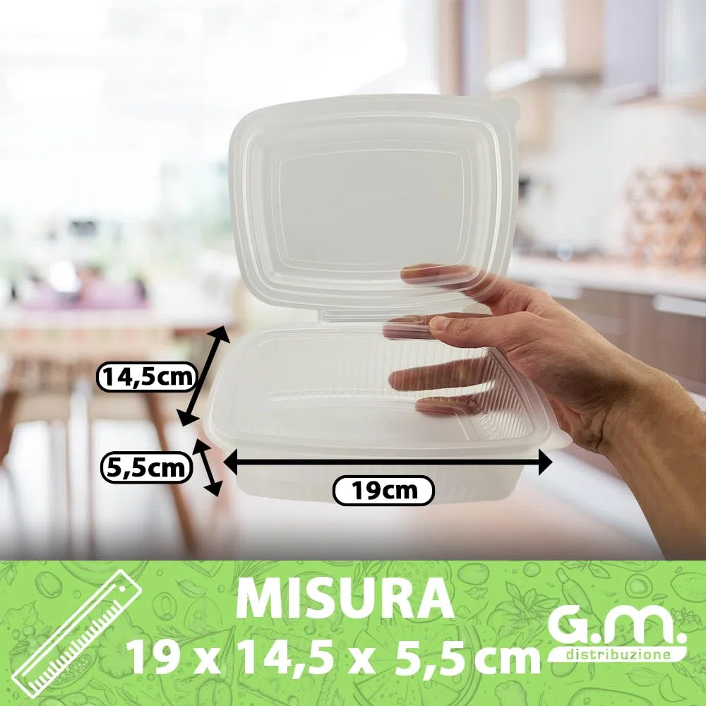 100 Vaschette per Alimenti Caldi Ondabox - Formato 800 Ml - Contenitori Ermetici per Alimenti Caldi, Salvaliquidi, Riutilizzabili - Contenitori per Microonde