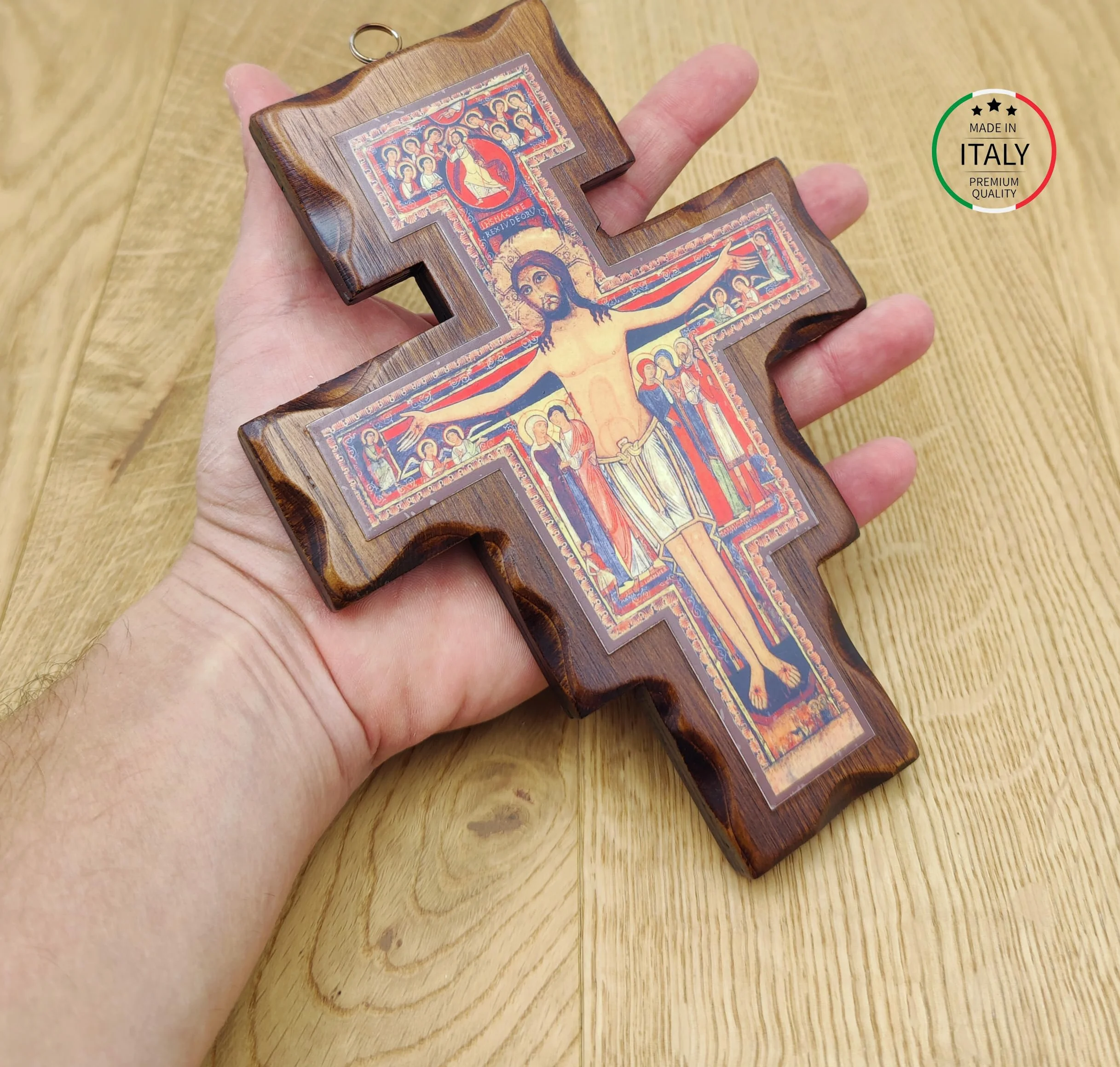 La Balestra Crocifisso San Damiano in legno - da parete - prodotto in Umbria Italy - (19 X 14)