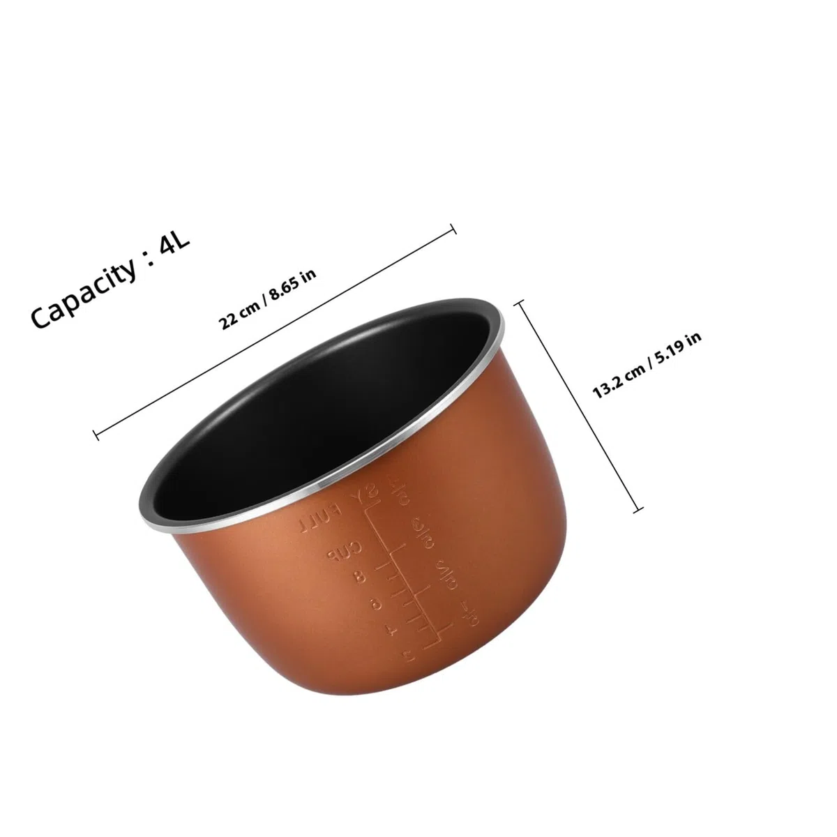 ERINGOGO Pentola Interna Design Spesso Grande capacità per Cuociriso Elettrico Antiaderente in Lega di Alluminio da 4l e 2l per Cucina Quotidiana
