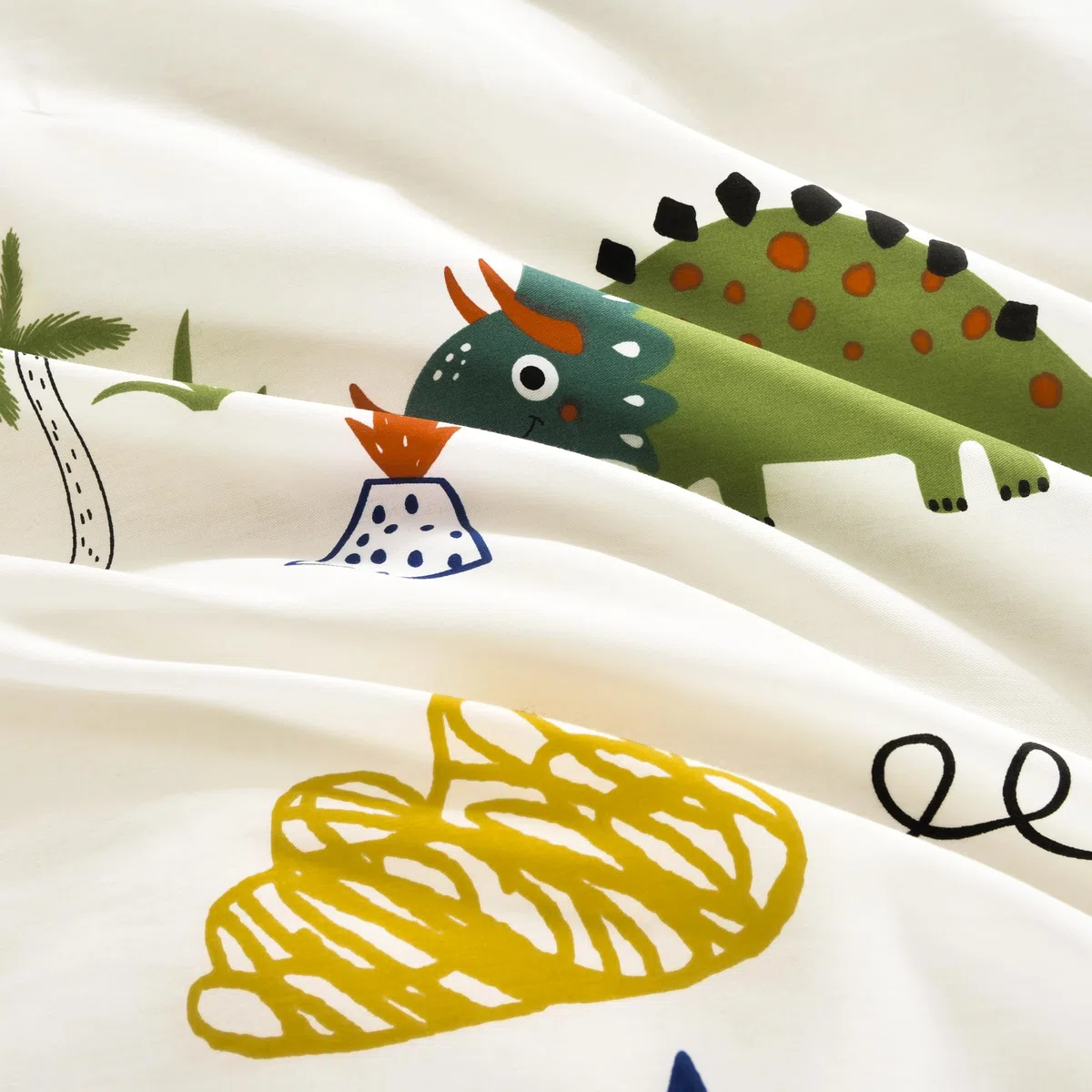 Lunoroey, Set di biancheria da letto con copripiumino per bambini, misura doppia, 100% cotone, per ragazzi e ragazze, con motivo di dinosauri, morbido cotone per tutte le stagioni, copripiumino e
