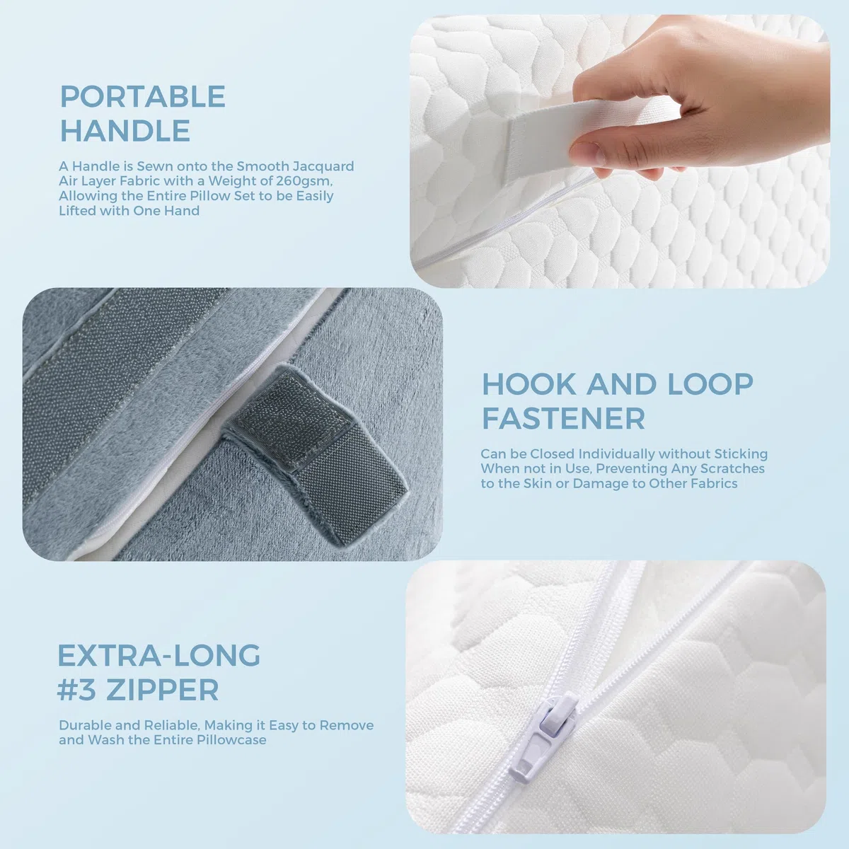 Cuscino a Cuneo 3-in-1 Ergonomico, Set Cuscino Triangolare Pieghevole in Memory Foam, Supporto Regolabile per Schiena e Gambe, Ideale per Lettura e Relax a Letto
