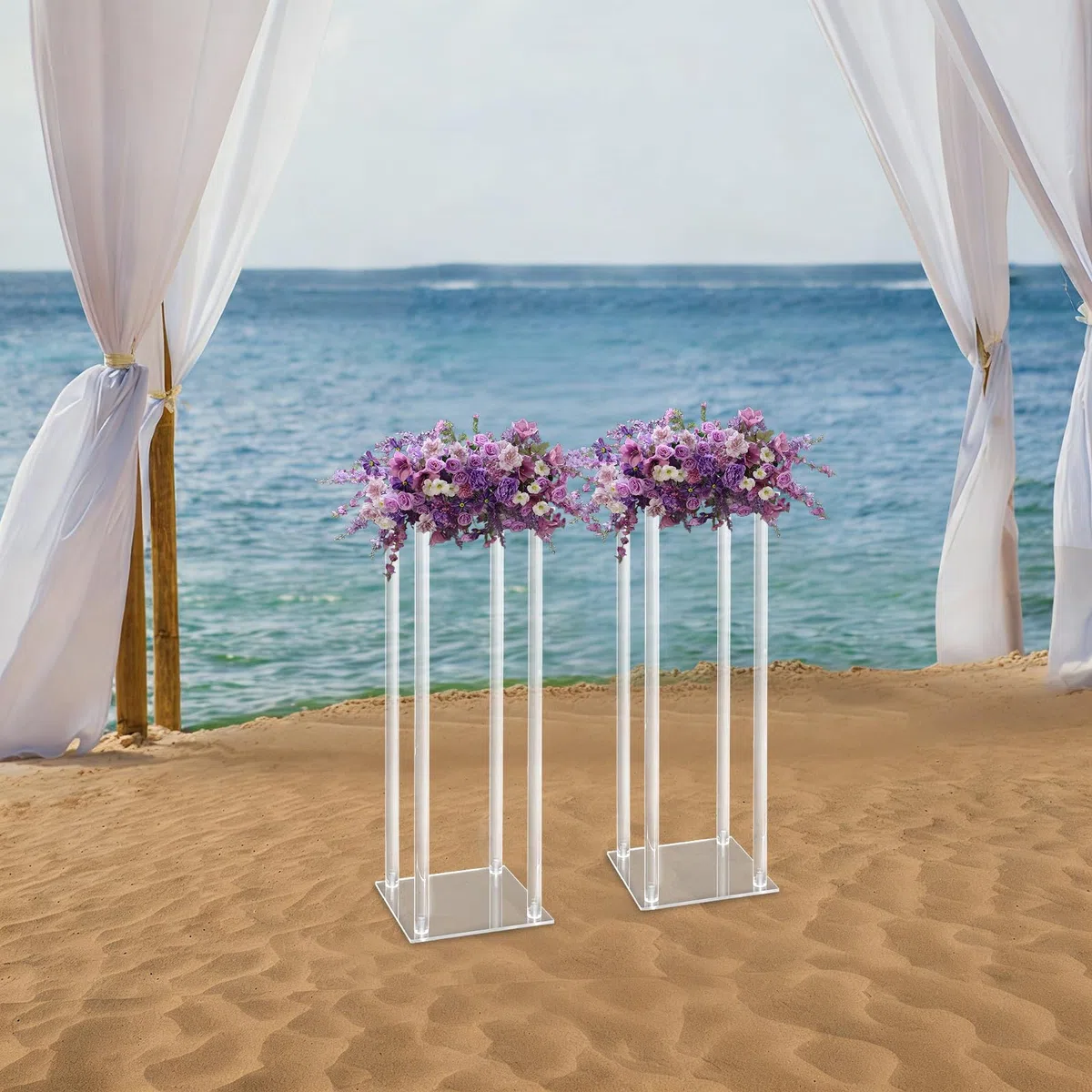 Set di 2 supporti per fiori in acrilico, trasparenti, decorazione per matrimoni, feste, compleanni, eventi