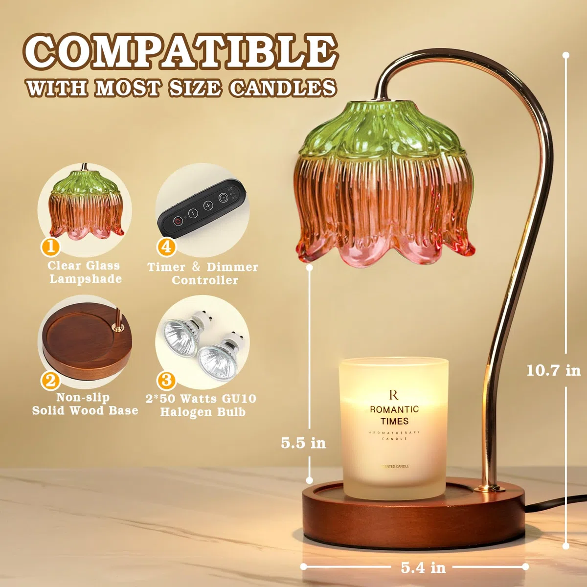 Funistree Lampada riscaldante dimmerabile per Natale, regalo segreto di Babbo Natale per donne, mamma, amici, calendario dell'Avvento, regali di Natale per lei, verde e rosa vintage lampada per