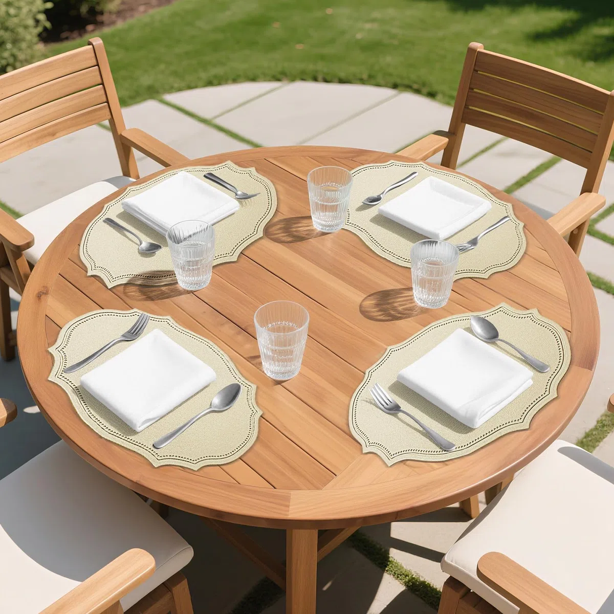 fanquare Set di 6 Tovagliette in Finta Pelle Tovagliette Ovali con Superficie Lavabile e Resistente al Calore Impugnatura Antiscivolo Decorazioni Impermeabili per la Tavola Beige