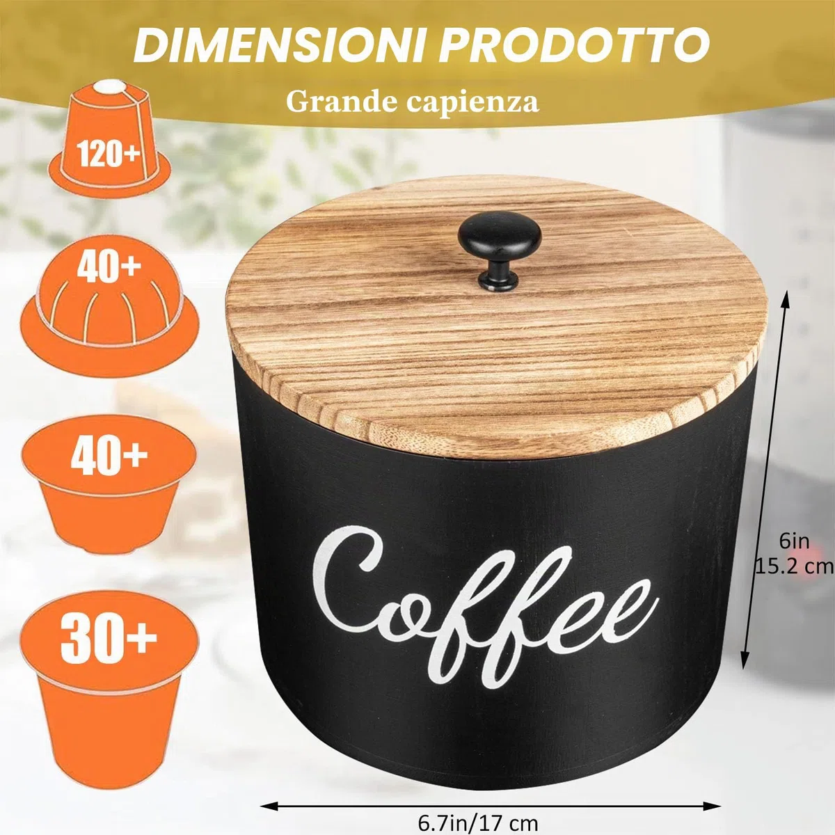 Porta Cialde Caffe Porta Capsule Caffe, Portacialde da Caffè,Capsule di Caffè Cesto di Immagazzinaggio,Contenitore Caffe, Cestini da Cucina,per Casa Bar,Angolo Caffe,Ristoranti,Hotel