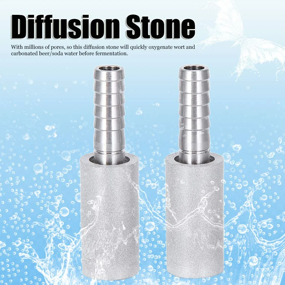 Pietra di aerazione dell'acciaio inossidabile della pietra di diffusione di 2Pcs 0.5μm con gli accessori di fermentazione del diametro esterno di 1/4 di pollice