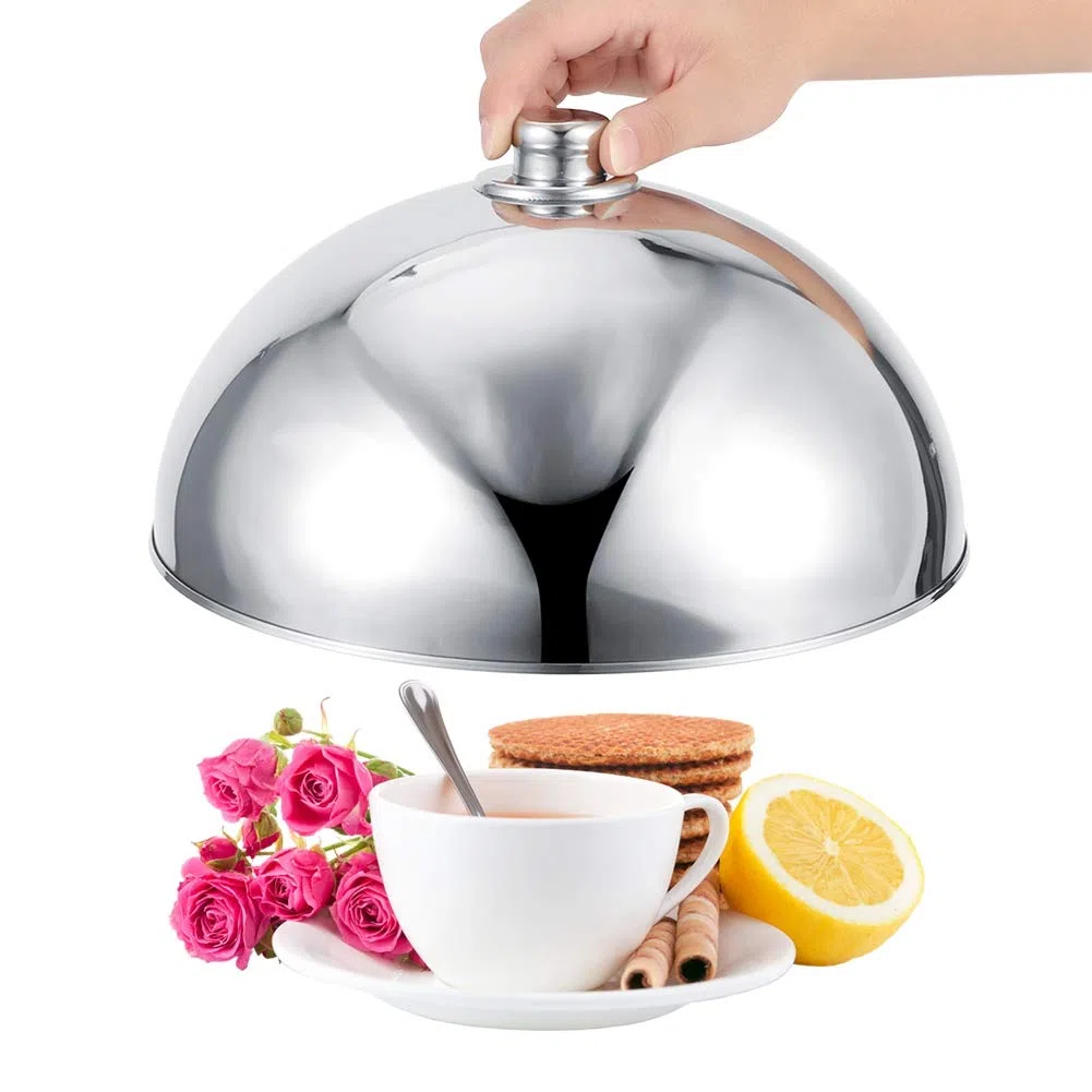 Nikou Copertura per piatti in acciaio inox, 31,8 cm, anti-polvere, coperchio protettivo per hotel, buffet, ristorante, coperchio per piatti, struttura in acciaio inox