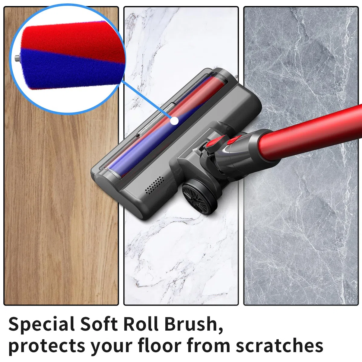 Spazzola con rullo morbido per Dyson V7 V8 V10 V11 V15 spazzola di ricambio per pavimenti duri come parquet, pavimenti in legno laminato, piastrelle