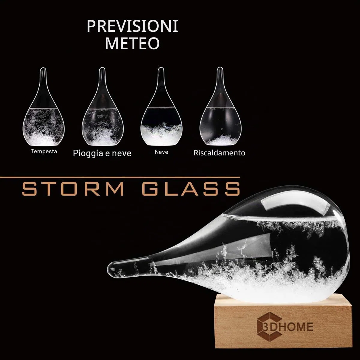 Storm Glass Stazioni meteorologiche di Vetro Tempesta Meteo Goccia d'Acqua Previsione Previsione Creativa Stile Nordico Meteo Decorativo Vetro (small)