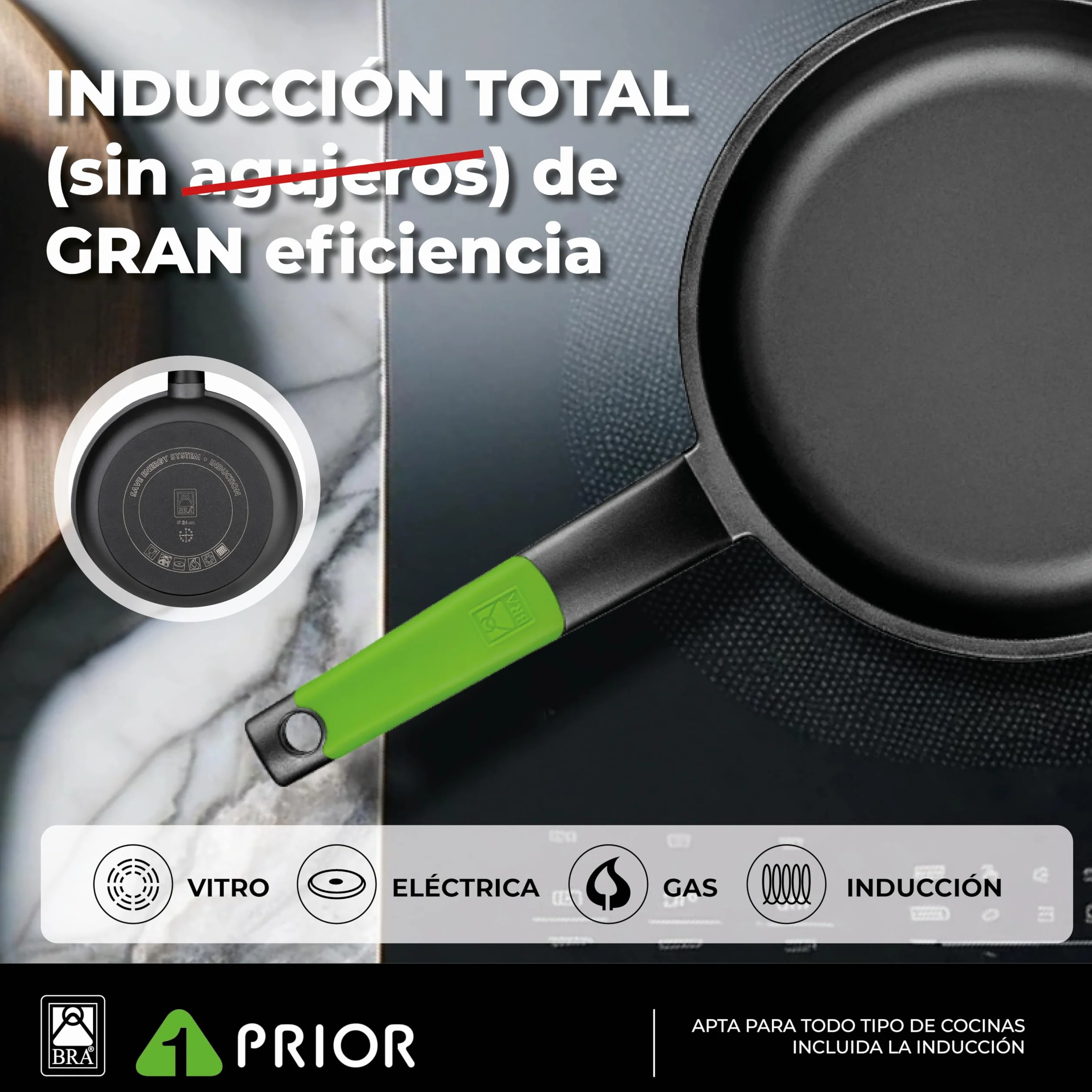 BRA Prior | Set di 2 Padelle, 20-24 cm, di Alluminio fuso + 1 bra safe