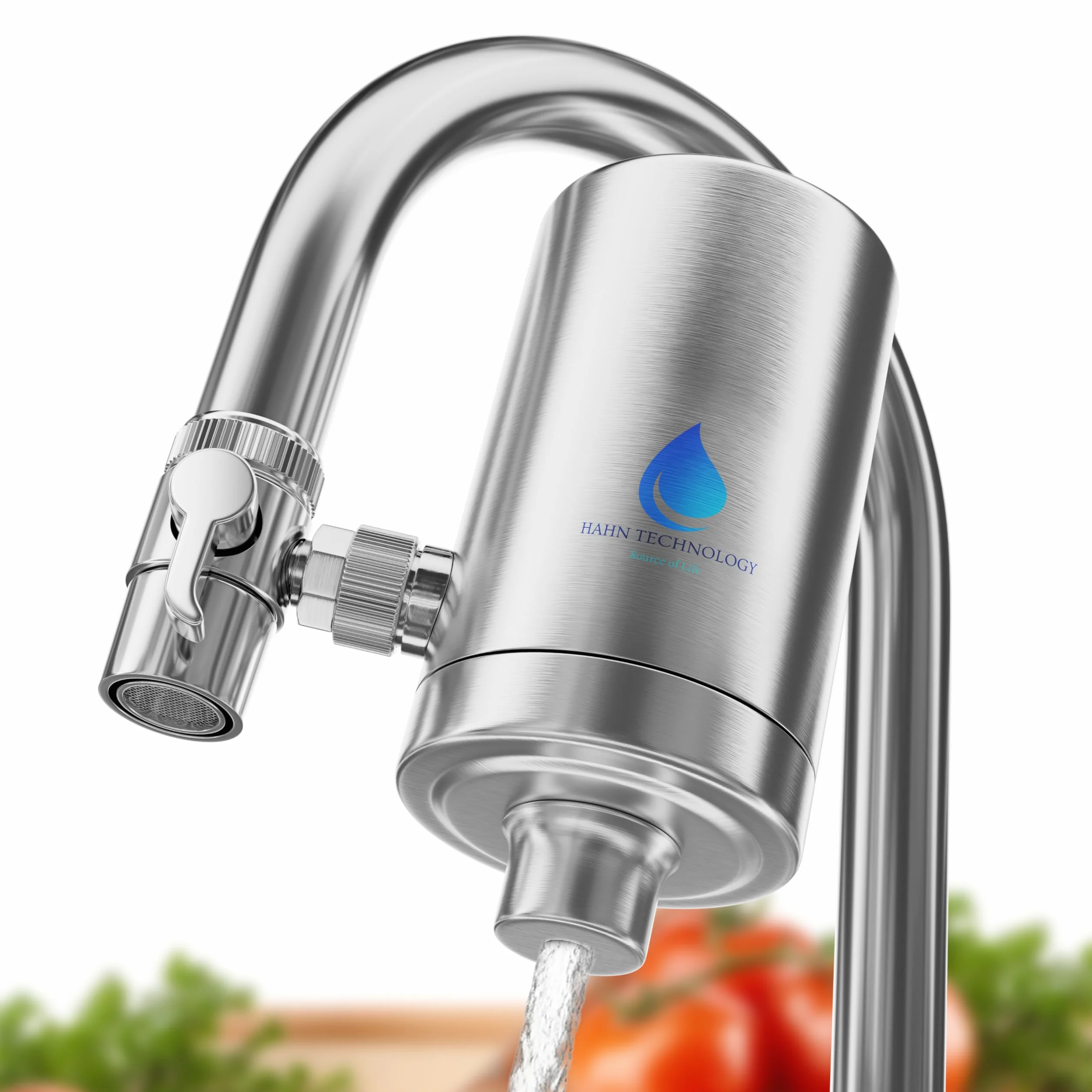 Filtro acqua per rubinetto – Cassa in acciaio inox con cartuccia filtro a carbone attivo Plus | Per acqua potabile pulita | Rimuove cloro, microplastica e sostanze nocive