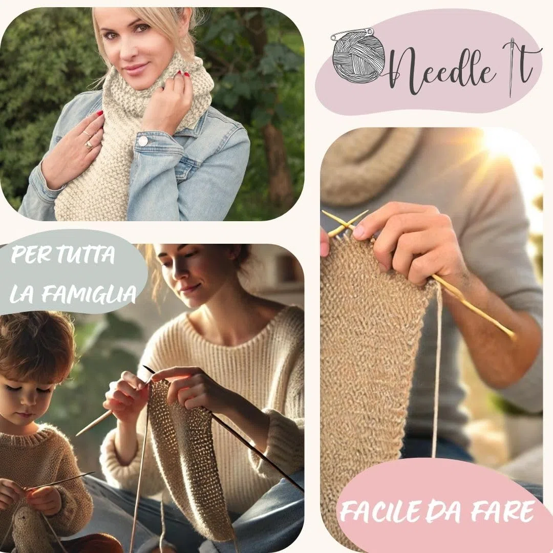 Kit completo per principianti con ferri da maglia – Sciarpa in lana per maglieria - Idea regalo (Blu Cielo)