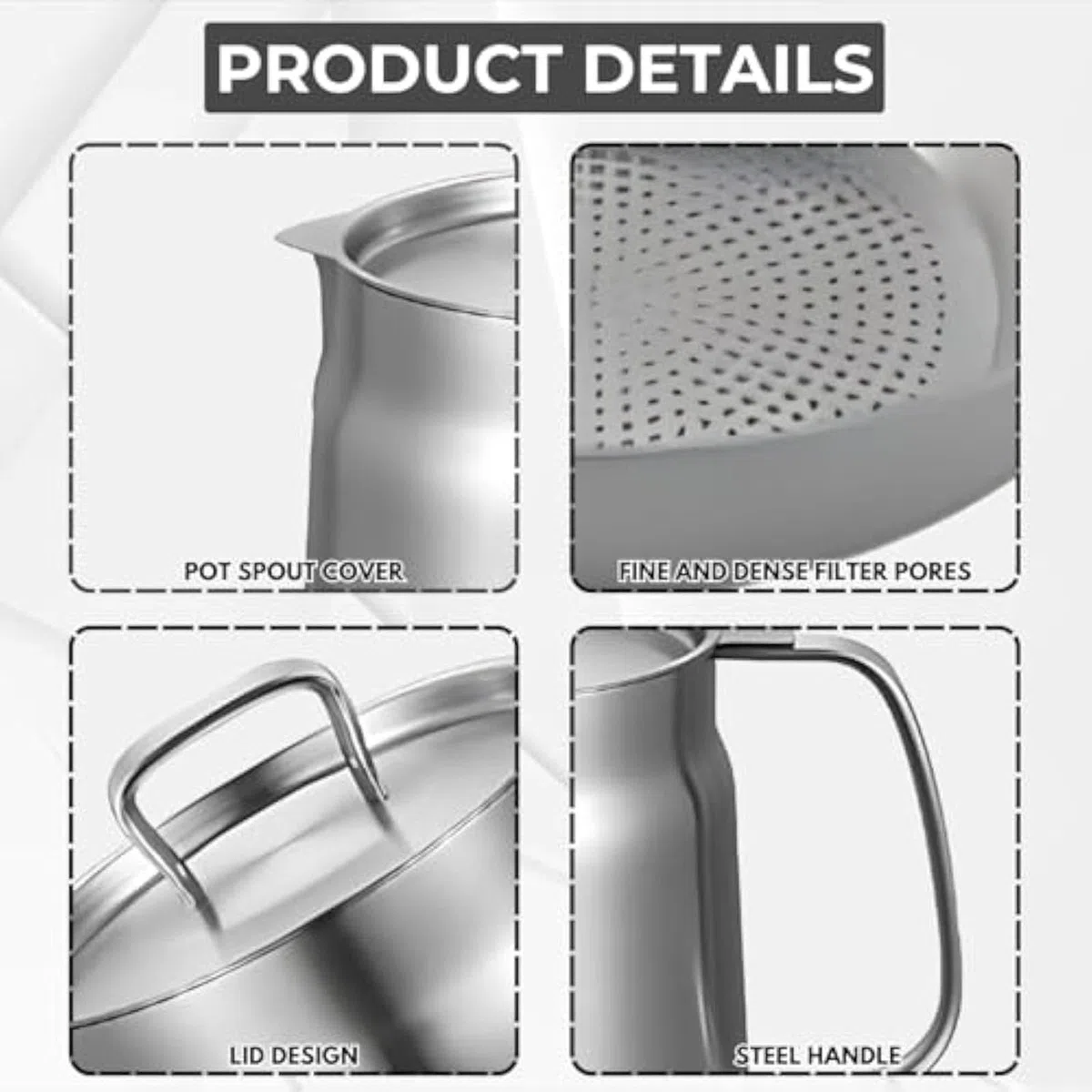 Pentola Filtro Olio in Acciaio Inox con Filtro a Rete, Contenitore per Grasso da 1,5 l/2 l, friggitrice Multifunzionale per friggere e conservare,1.5L
