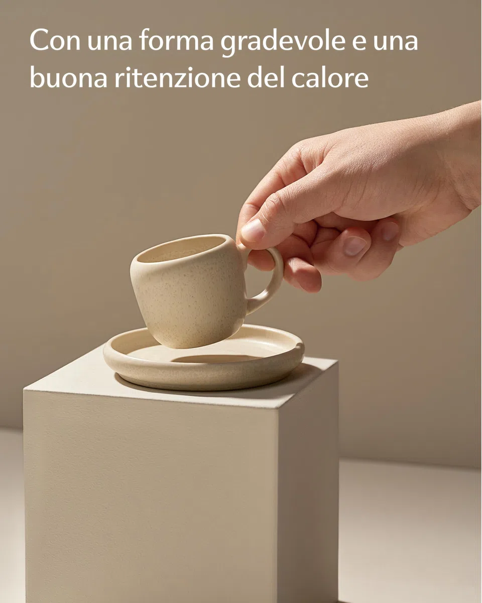 Cosumy Set di 4 Tazzine da Caffè Espresso con Piattini Bianche – Tazze 90 ml in Ceramica – Mantiene il Calore Più a Lungo – Tazzine Eleganti con Smaltatura Artigianale – Set Tazzine Caffe