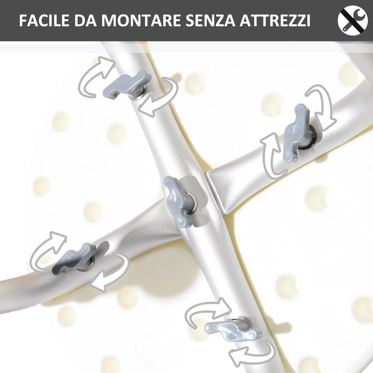 HOMCOM Sgabello da Doccia Girevole a 360° con Piedini Antiscivolo e Regolabile in Altezza su 8 Livelli, Sgabello per Doccia in Alluminio e PE, 32.5x41x35.5-54 cm, Bianco