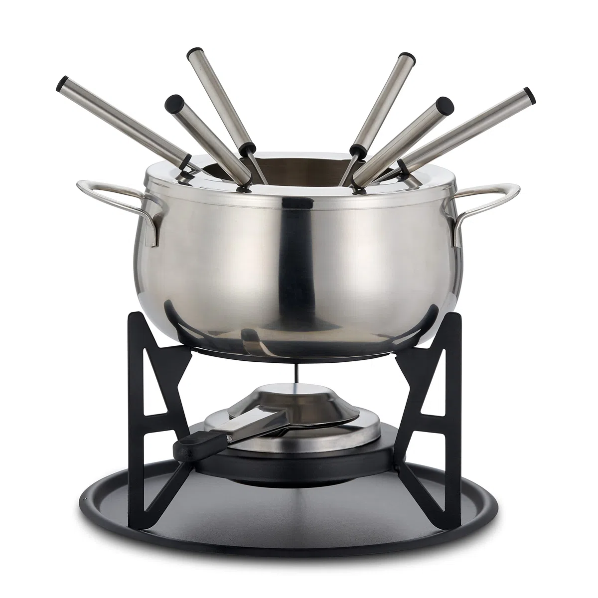 OS Oak & Steel ENGLAND Set da 10 Pezzi per Fonduta Bourguignonne in Argento con Pentole in Acciaio Inossidabile e Confezione Regalo di Design Raffinato
