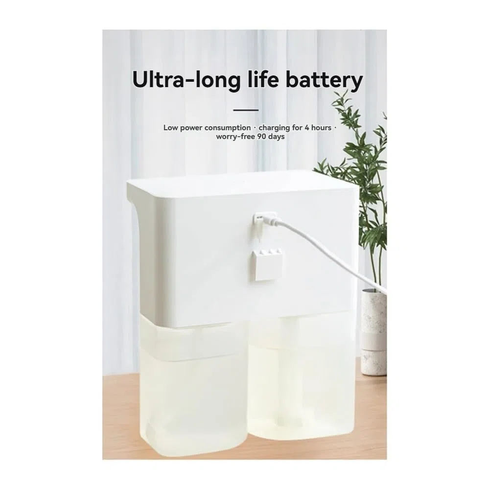 Booso 300ml Dispenser Sapone Automatico A Doppia Sonda con Sensore, Ricarica USB, 3 Livelli Regolabili da Parete per Bagno, Erogazione di Liquido + Liquido