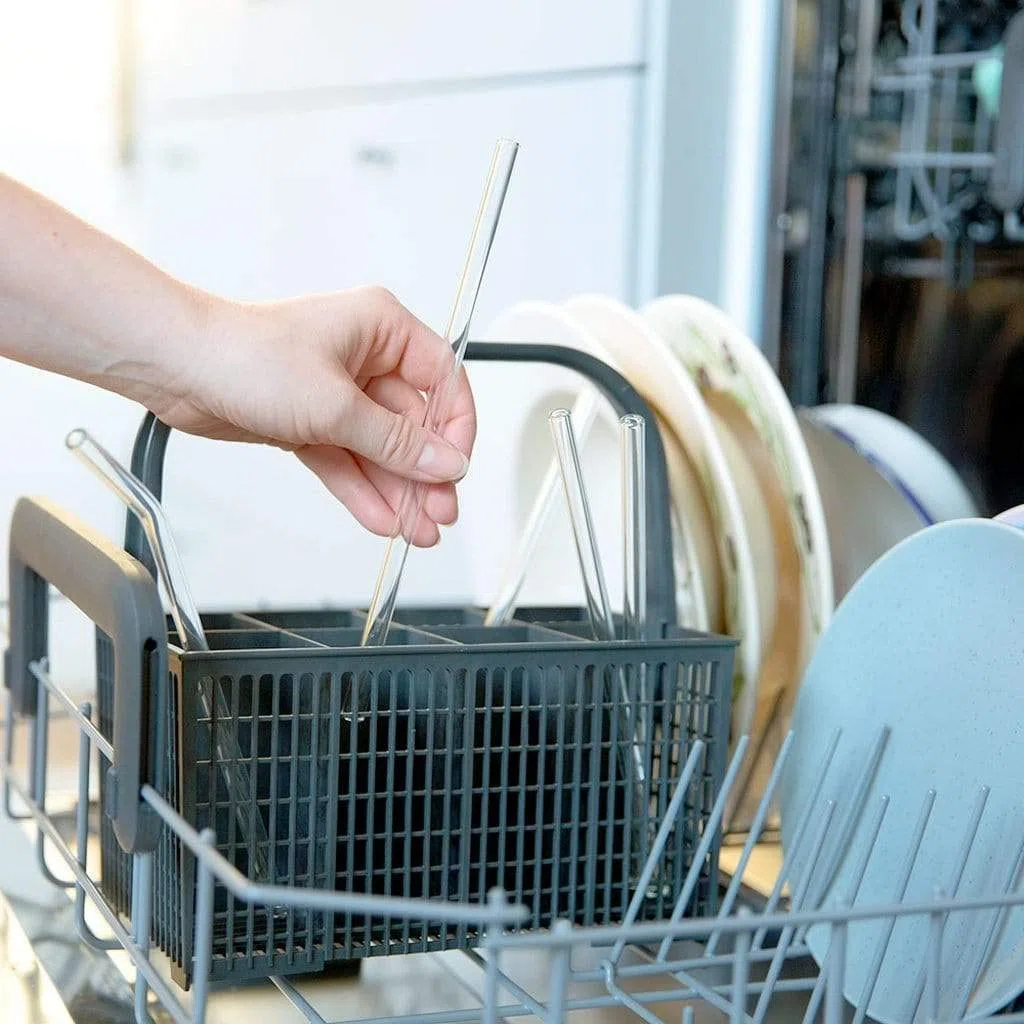 HALM Cannucce in vetro riutilizzabili - 50 pezzi dritti 15 cm - Cannucce per ristorazione, locale, bar, caffè, albergo - Lavabili in lavastoviglie - Cannucce di vetro