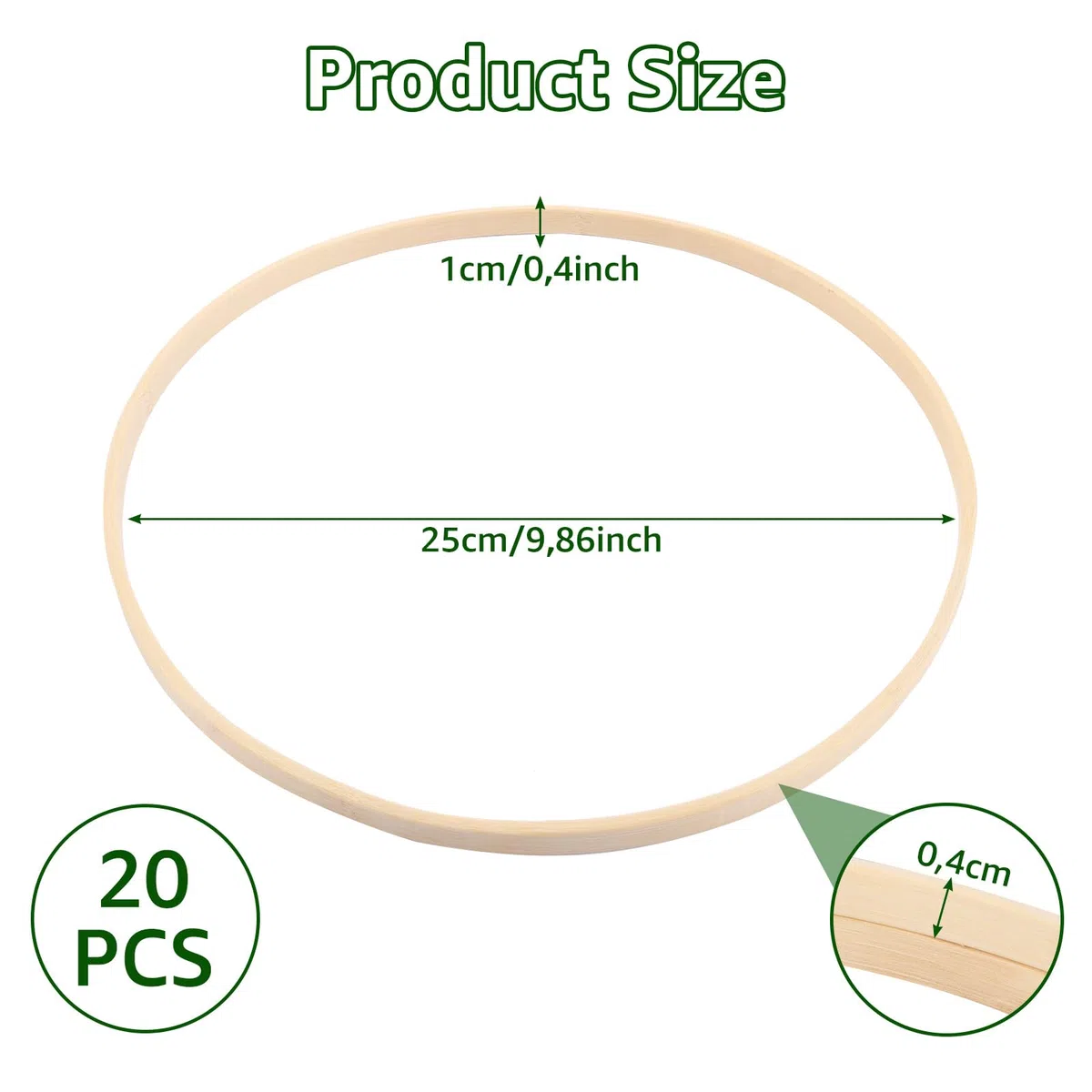 WOPPLXY 20 anelli in legno per fai da te, 25 cm, anelli decorativi da appendere, anelli in legno per fai da te, acchiappasogni, decorazioni per matrimonio