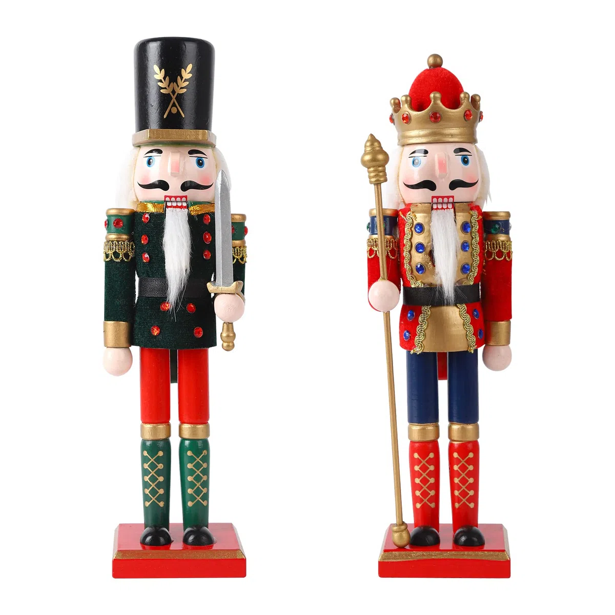 Hileyu 2 Pezzi Soldato Schiaccianoci di Natale Ornamento di Burattini in Legno Giocattolo Schiaccianoci da 30 cm Decorazioni da Tavolo Classiche Tradizionali di Natale