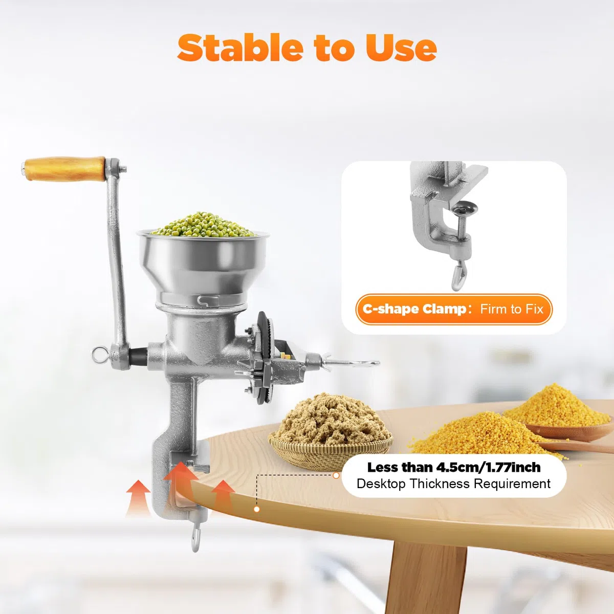 1,1 libbre Mulino manuale per cereali, Manovella Utensile per macinare cereali, Mulino per cereali Fagioli Grano Mais