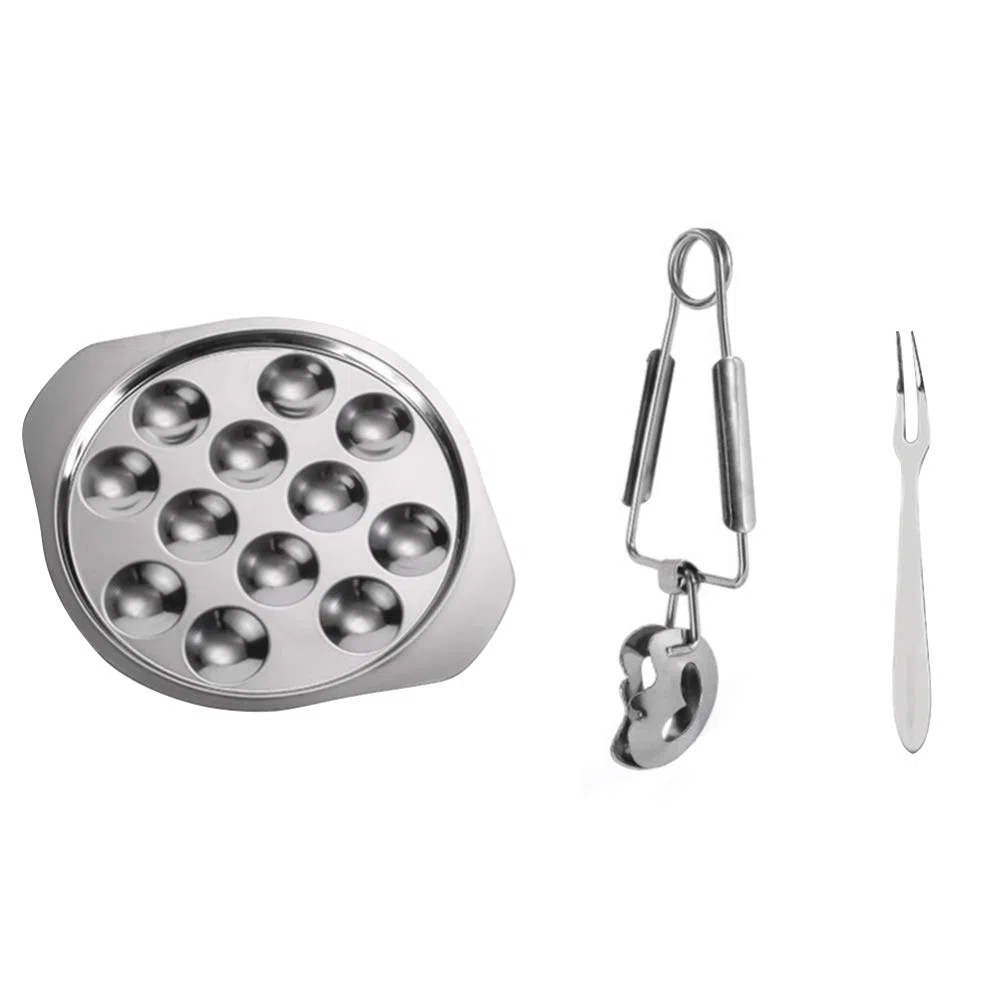 Cabilock Set di Piatti per Lumache da 12 Fori Piatto per Lumache Piatto per Lumache in Acciaio Inossidabile per Lumache
