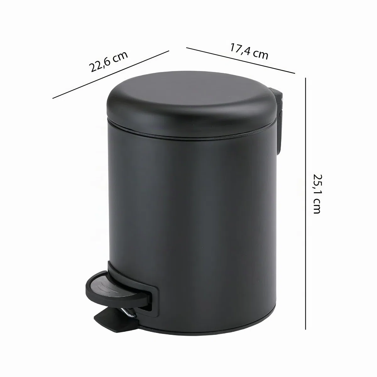 GEDY G-Potty pattumiera Bagno Nera 3 L, Misure: 25,1X17,4X22,6 CM, in Acciaio Inox e Polipropilene, Cestino Bagno con Chiusura Soft Close, Cestino Removibile, Design R&S Gedy, 2 Anni di Garanzia
