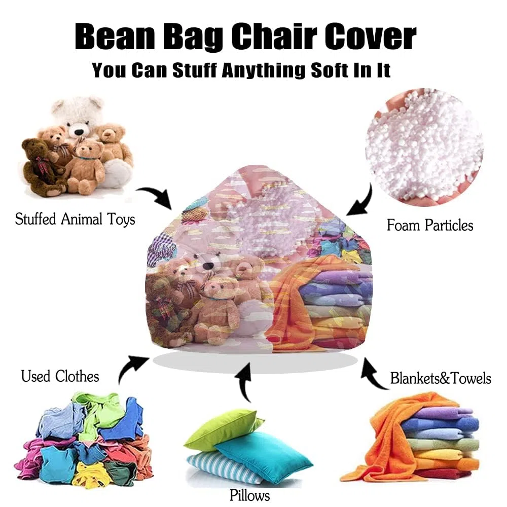 Cielo Stellato Poltrona Sacco in Cotone e Lino per Bambini Adulti, Bean Bag Chair Bag Senza Riempimento, Morbida e Duratura per Camera da Letto, Salotto, Stanza dei Giochi (Color 5,100x120 cm)