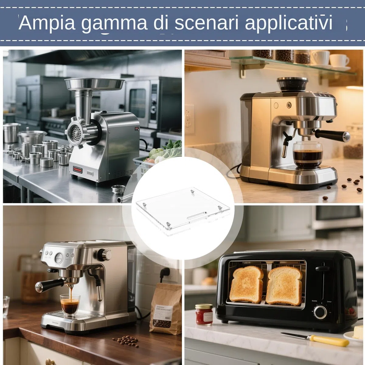 Vassoio Scorrevole Per Elettrodomestici Cucina - Vassoio Elettrodomestici In Acrilico Con Rotelle Gomma | Piano Con Rotelle 36x33 Cm Organizzatore Per Da Cucina