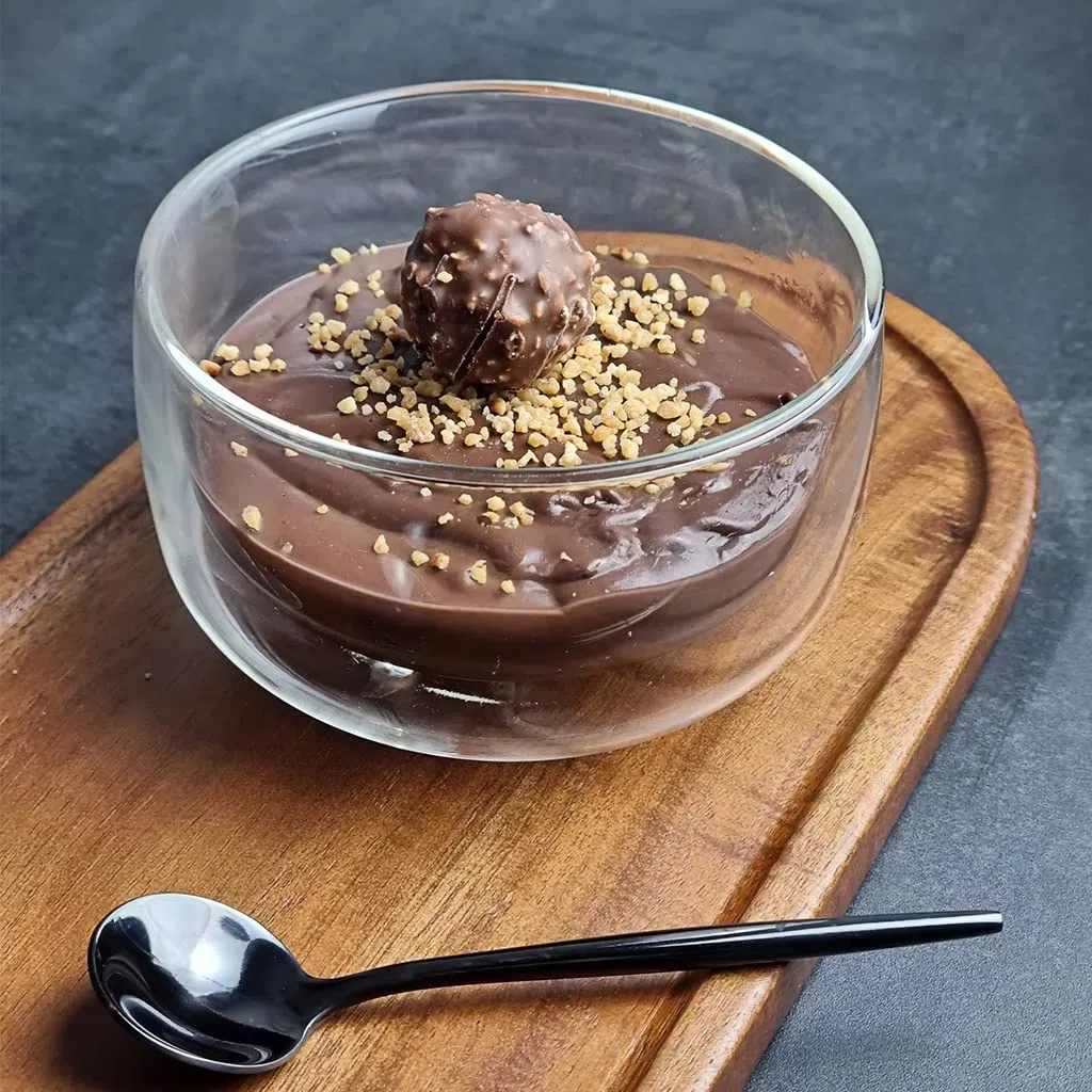 Kadum Set di 4 bicchieri da dessert a doppia parete, in vetro, 350 ml, in confezione regalo con effetto fluttuante, idea regalo, lavabile in lavastoviglie