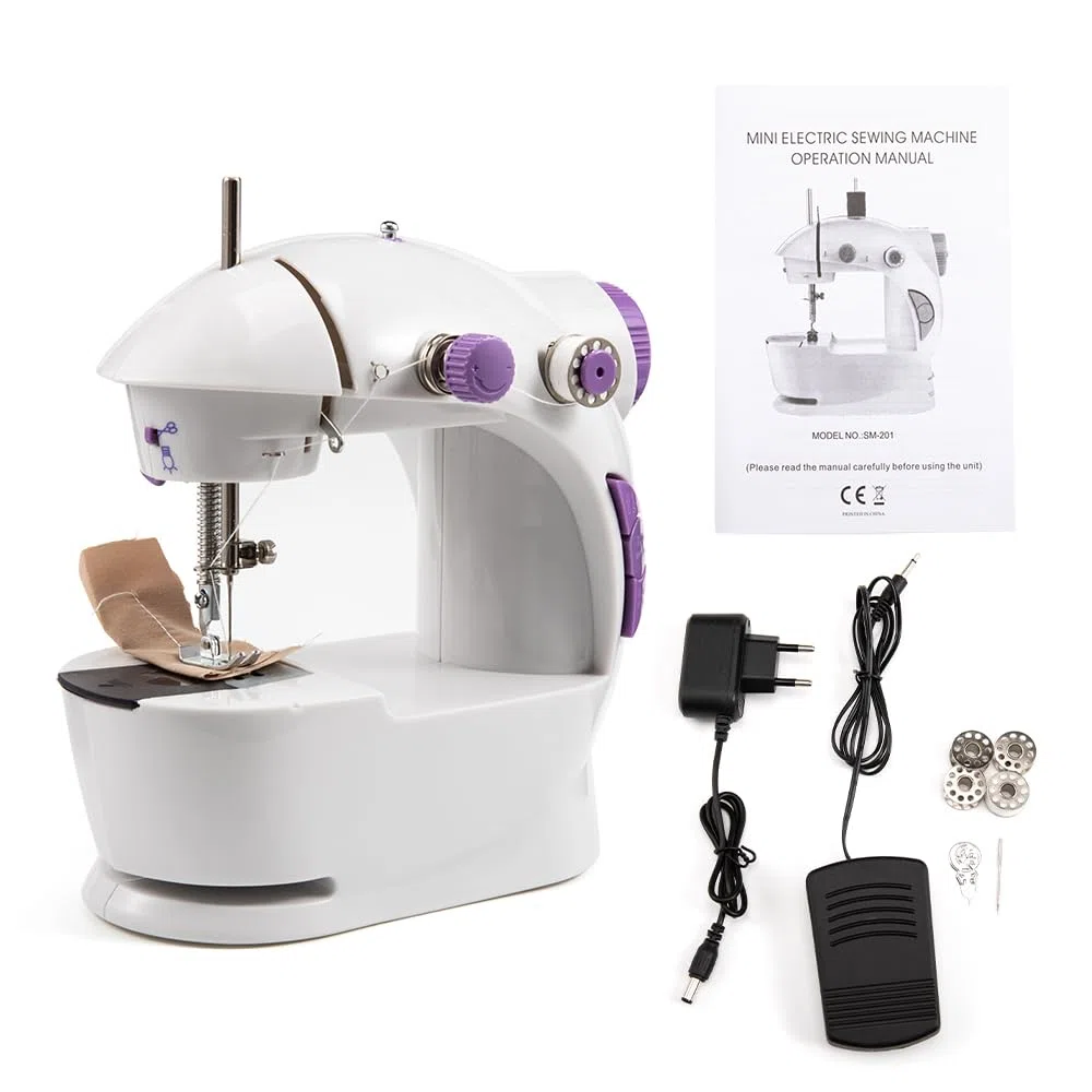 Mini Macchina da Cucire Portatile ed Elettrica per Principianti Adulti - Velocità Regolabile con Funzione Overlock per Crafting