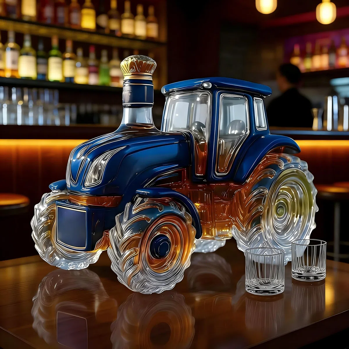 Decanter per whisky a forma di auto, bottiglia da trattore da 300 ml, dispenser di vino creativo a prova di perdite, statua d'arte