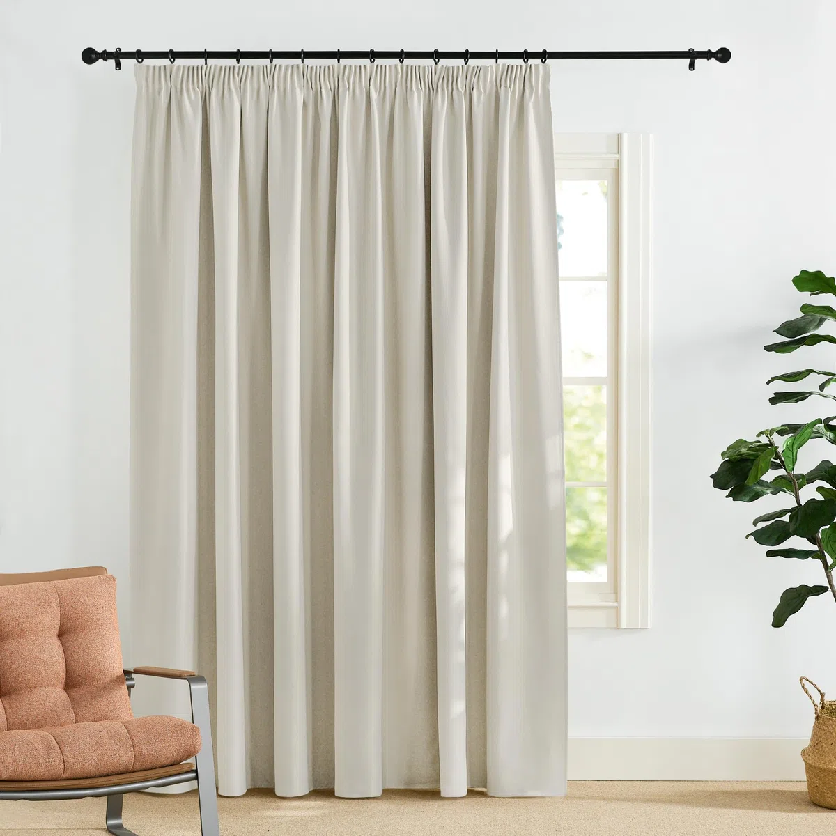 PONY DANCE Tenda Oscurante Moderne per Soggiorno per Binario a Soffitto 1 Pezzo L300 x A220 cm Tende Termiche Isolanti con Fettuccia, Beige Chiaro