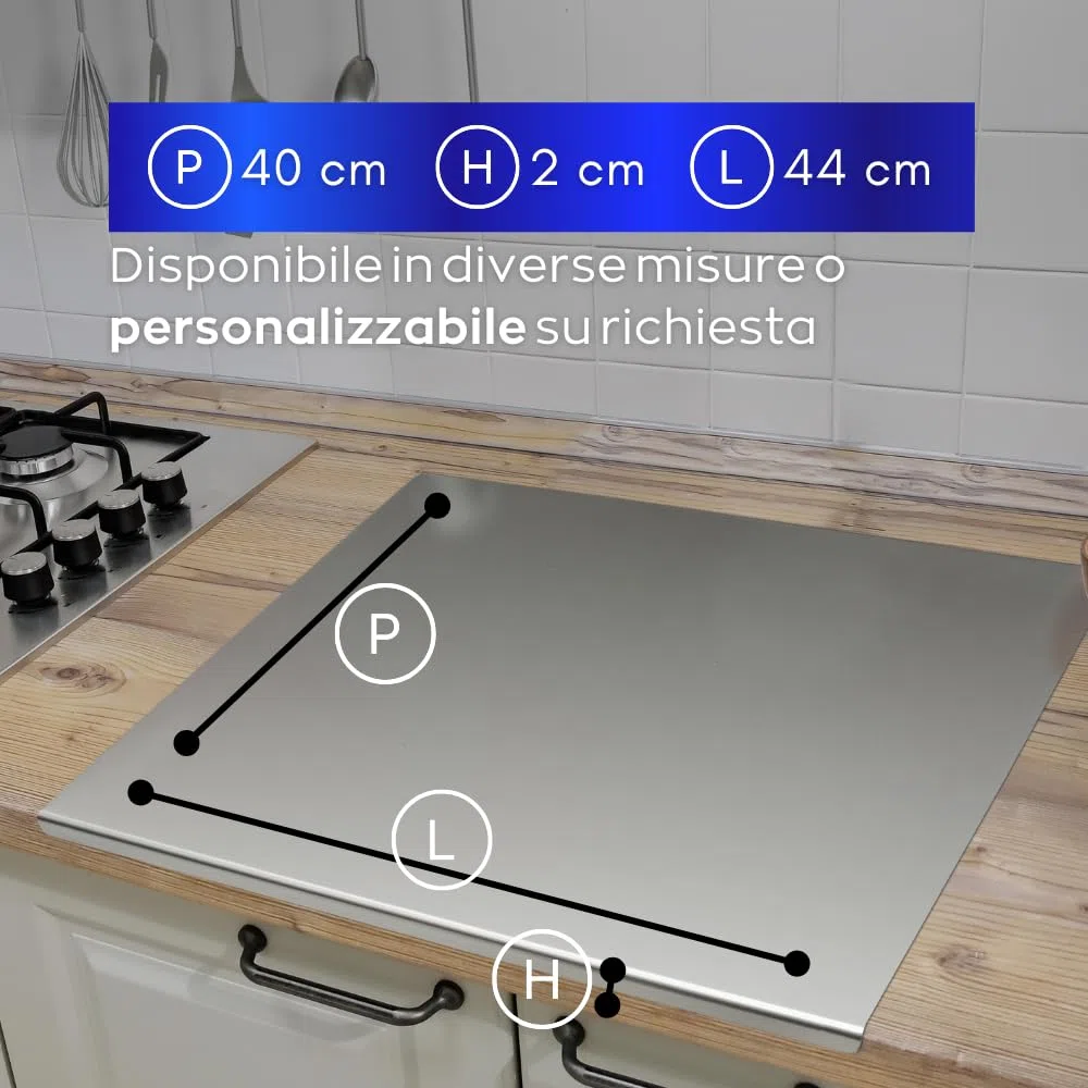 INOXLM Tagliere Spianatoia per impastare Piano da Lavoro in Acciaio Inox Varie Misure per Cucina per Bar per Ristorante per impastare 40X44 modello GEMELLI