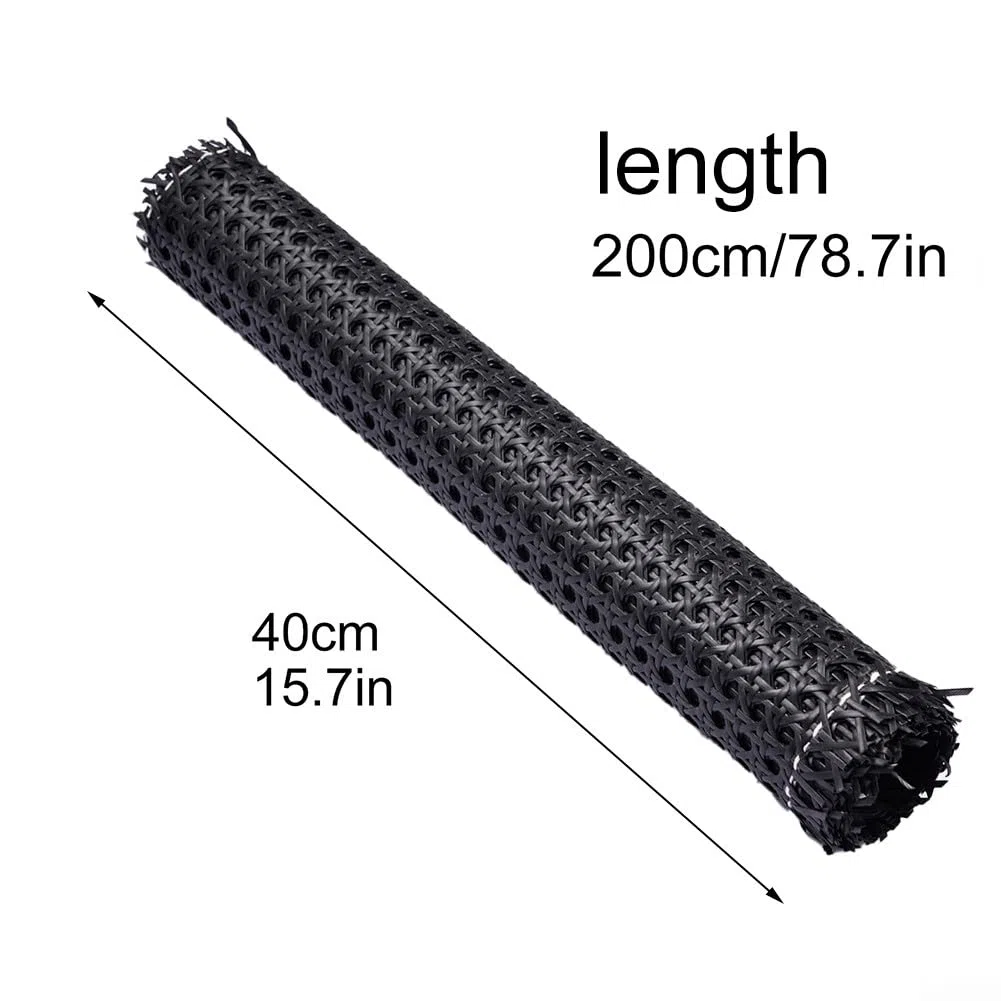 DAZZLEEX 1 rotolo di materiale caning, in rattan nero, rotolo di rete in tessuto di tessuto, materiale per sedie kit opzioni multi-formato 40 cm x 2 m