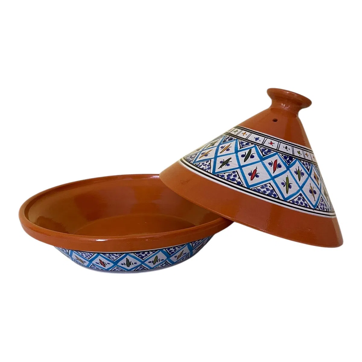 La Maison Unique: Tajine Terracotta Marocchina Tunisina Diametro 32cm Pentola a Pressione Con Coperchio Piatto Etnico Marocchino Cucina Salutare - Qualità Premium - Turchese