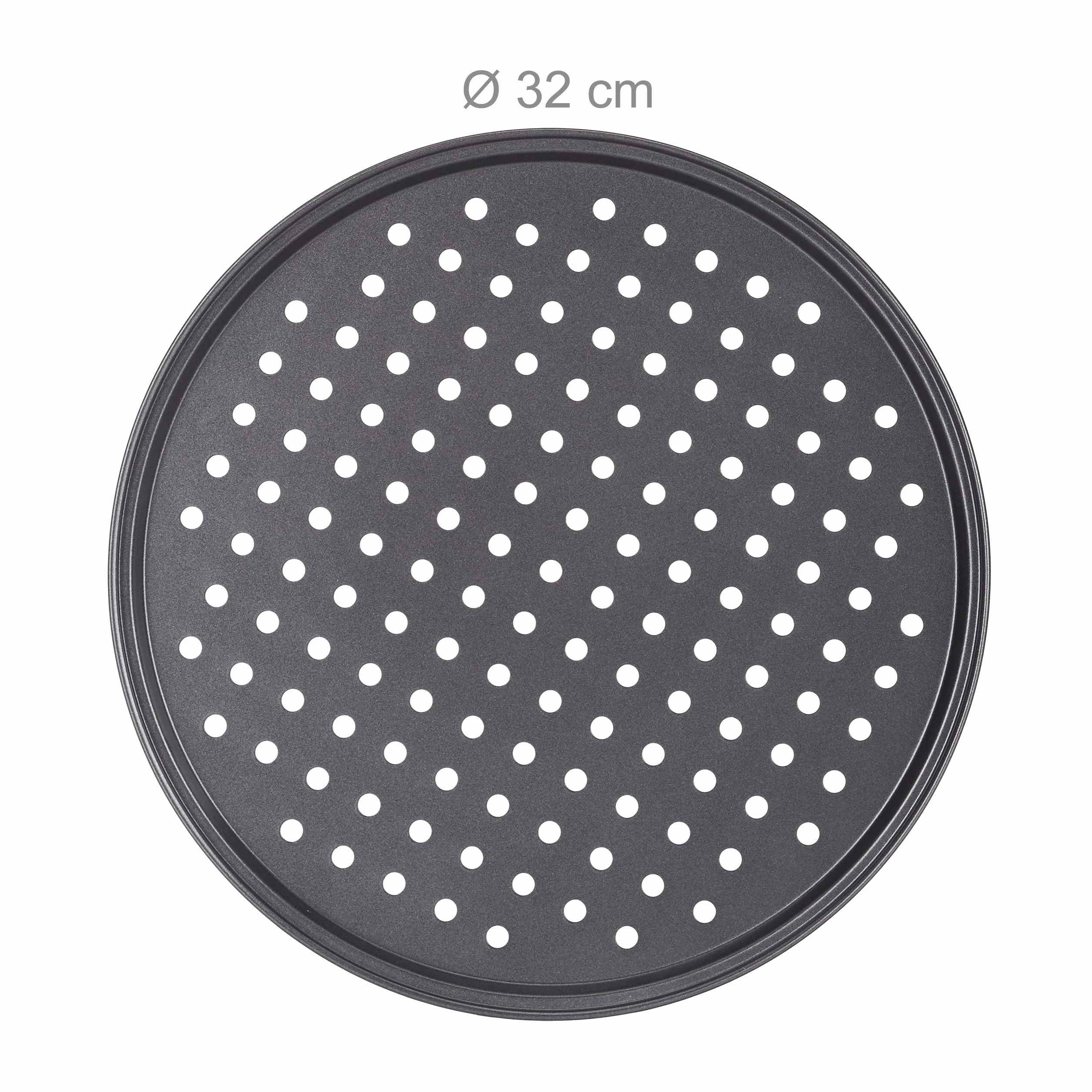 Relaxdays Set da 8 Teglie per Pizza, Rotonda, Forata, Antiaderente, per Crostate, Acciaio, Padella, ∅ 32 cm, Antracite