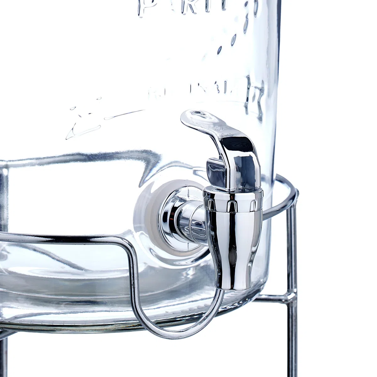 Relaxdays Dispenser in Vetro per Bevande, Erogatore 5 L Rubinetto, Coperchio e Rialzo, Distribuitore Acqua e Limonata