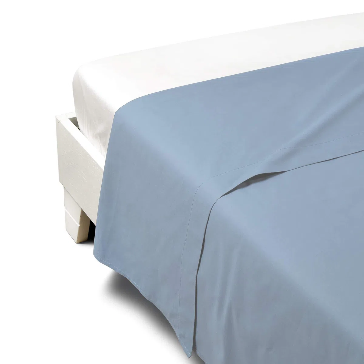Caleffi 1003494 Percalle Superiore Lenzuolo per Matrimoniale Letto, Azzurro
