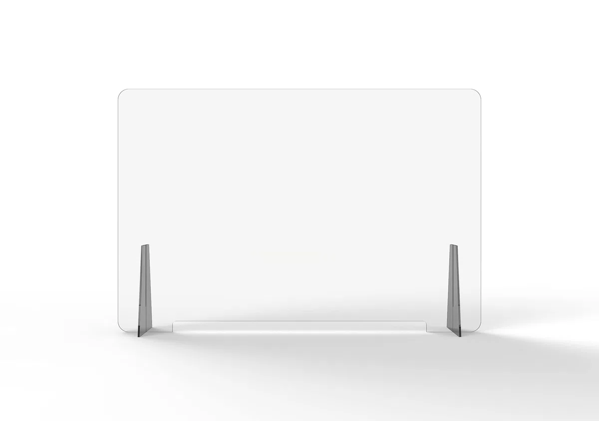 Pannello Protettivo Parasputi/Parafiato da Banco in PMMA acrilico Trasparente misura 100x67 cm (SMALL)