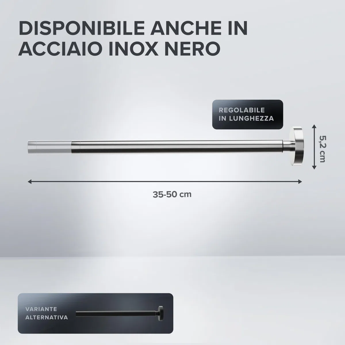 ovimar portasalviette telescopico Lyngvig | acciaio inox | argento | da forare | allungabile con due aste come portasalviette per asciugamani | supporto da forare o incollare alla parete del bagno