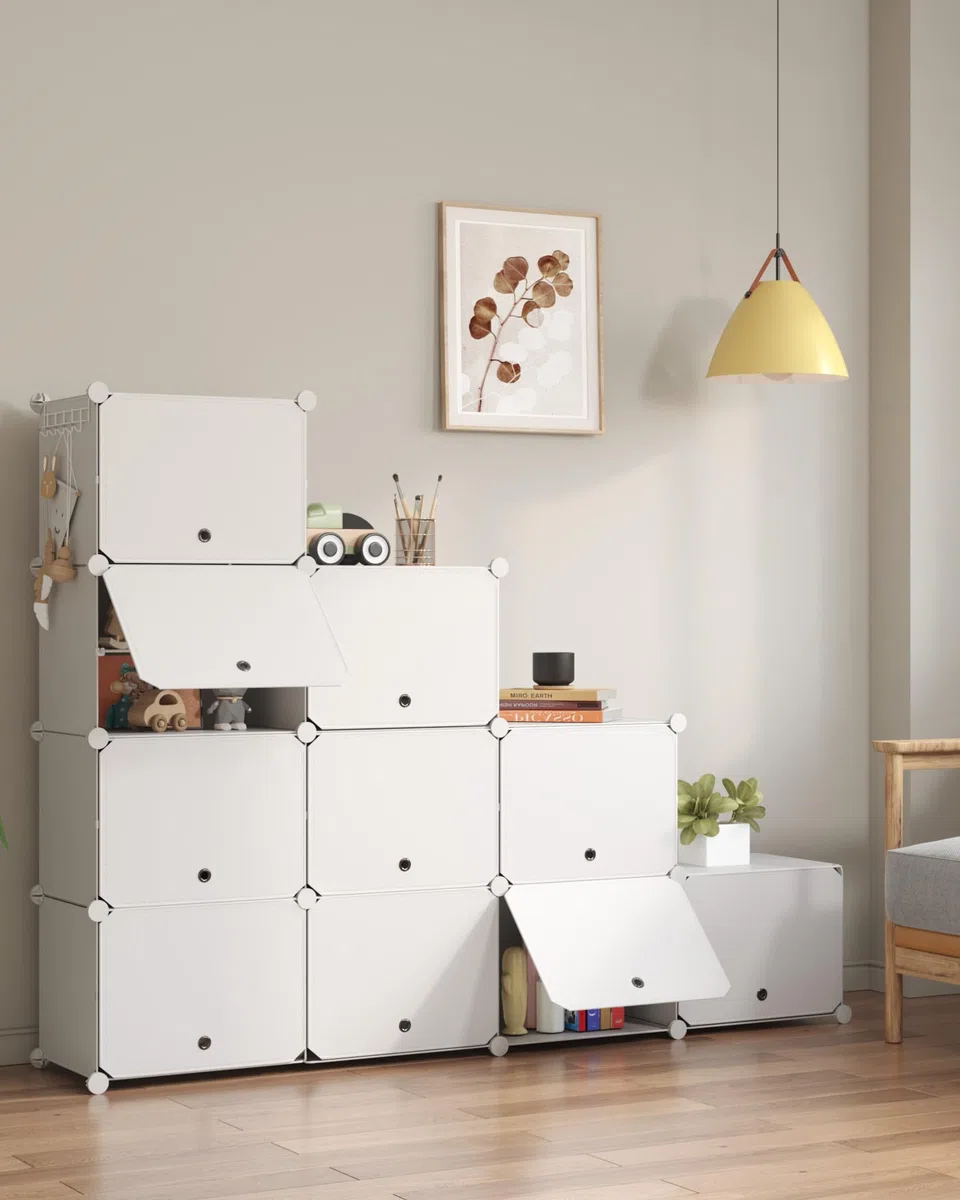 Mondeer Scarpiera in plastica a 10 livelli, portascarpe organizer per 40 paia di scarpe, salvaspazio, per corridoio, camera da letto, soggiorno, ingresso (bianco)