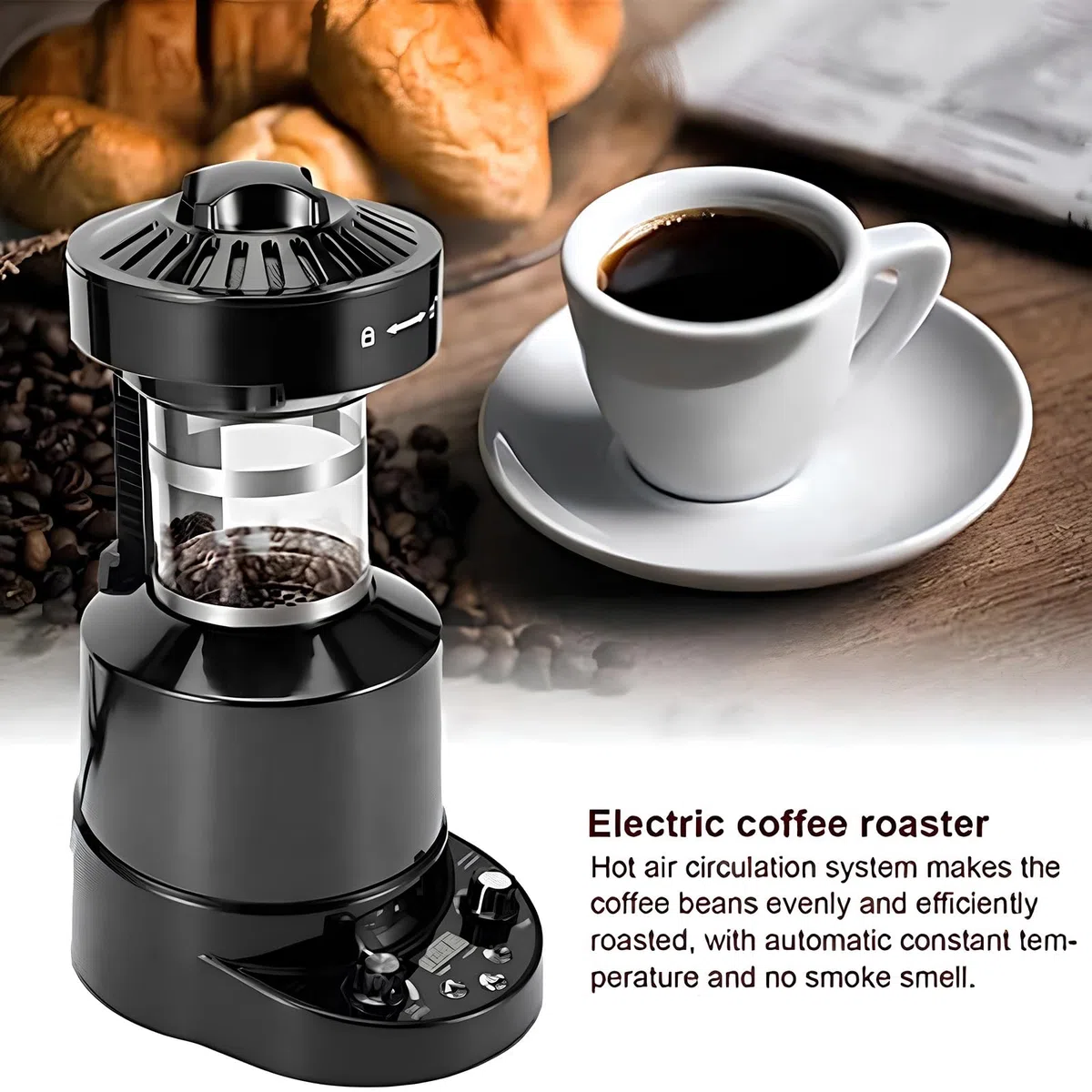 Tostatrice for Chicchi di caffè, tostatrice for caffè, tostatrice for Chicchi di caffè elettrica Professionale, Macchina for tostare Il caffè ad Aria con Timer, velocità del Vento Regolabile