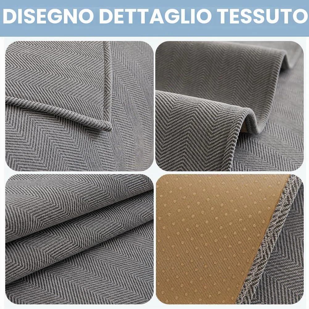 DUJUIKE Copridivano 3 Posti con Penisola, Copridivano universale antiscivolo, Cuscini per divano in ciniglia, Con corrimano, Copricuscini Divano, prischienale Adatto per soggiorno (Grigio, 90x210 cm)