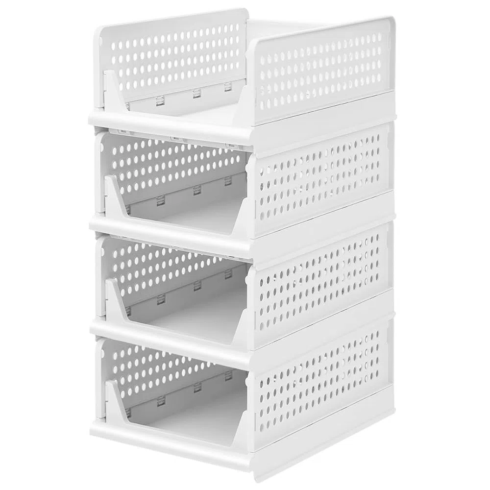 Scatola Organizzatrice Pieghevole, Organizzatore per Armadio di Vestiti, Organizzatore Scorrevole Impilabile per Cassetti per Guardaroba per Cucina Camera da Letto Cucina, 33,5 x 43 x 56 cm, 4 (1 PC