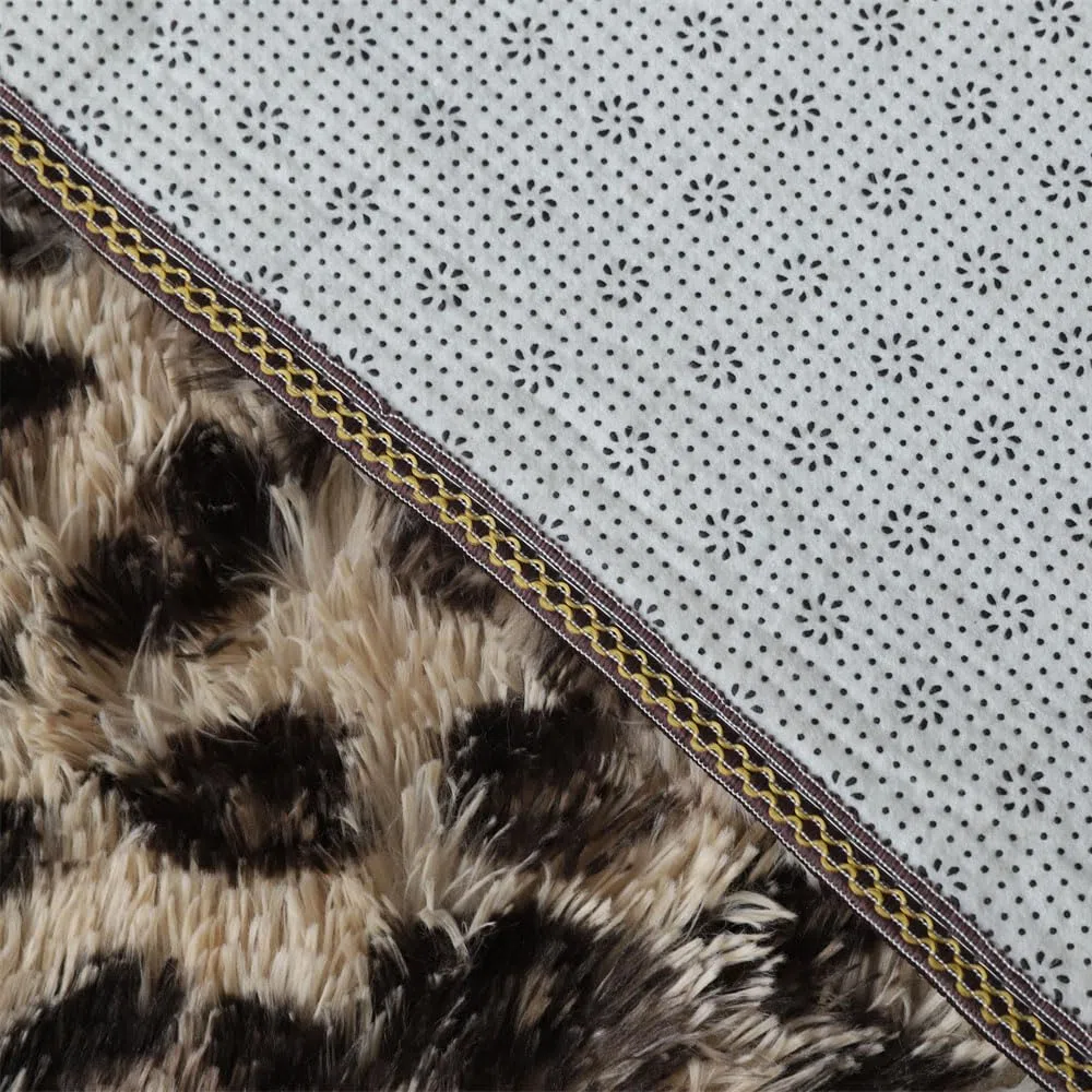 Tappeto per soggiorno, stampa leopardata beige, 80 x 200 cm, spesso e morbido, a pelo lungo, per interni, soggiorno, camera da letto e corridoio, lavabile a mano, resistente allo sbiadimento