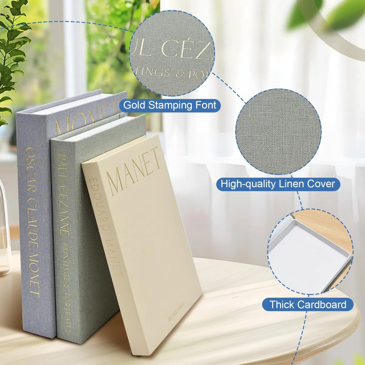 3 Pezzi Libri Decorativi Arredamento Stanza, Libris Finti in Lino Scatola Portaoggetti con Chiusura Magnetica, Moderno Impilabile Libri Falsi per Tavolino da Caffè Scaffale (Grigio)