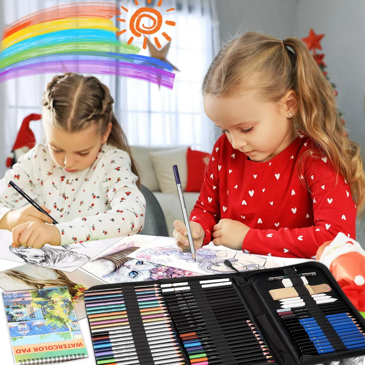 Kit Disegno Professionale, 76 Pezzi Set Matite Colorate, Artistico per Schizzo, Principianti Bambini Adulti